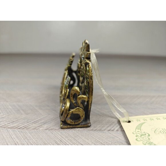 Collette Et Cie Metal Enamel Ornate Floral Business Card Holder Rhinestone New - Picture 6 of 7